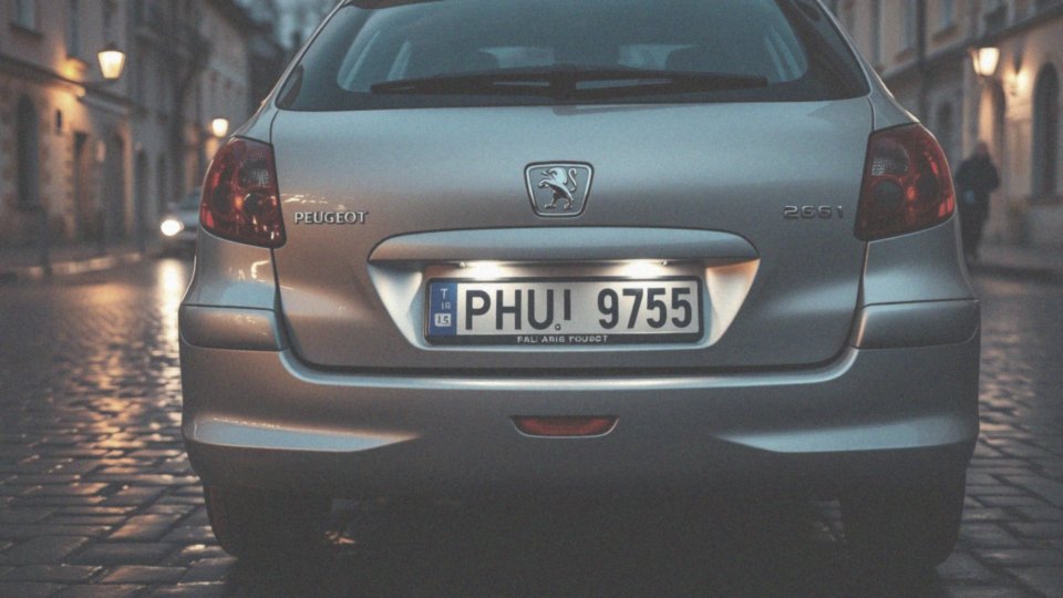 Jakie są zasady dotyczące oświetlenia tablicy rejestracyjnej w Peugeot 206?